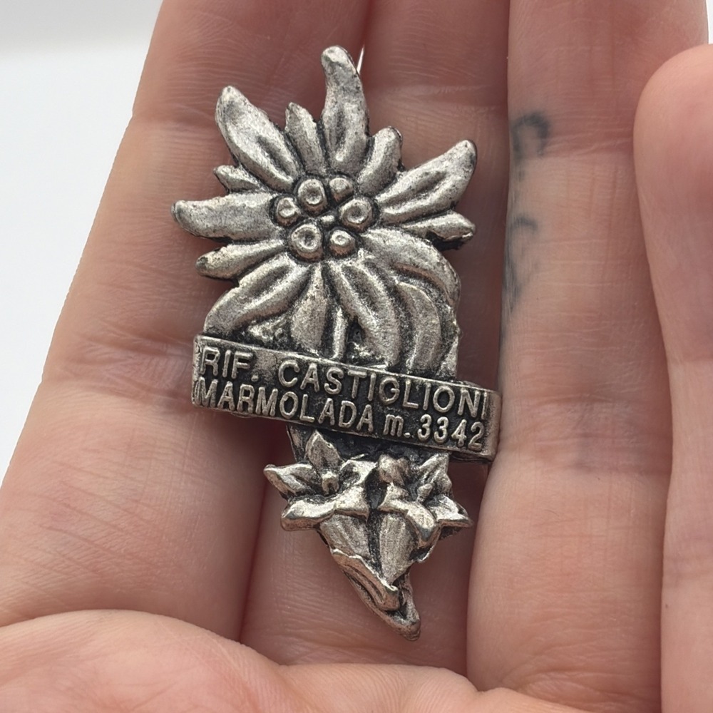 Rifugio Castiglioni Marmolada Dolomites Edelweiss Flower m. 3342 Lapel Hat Pin
